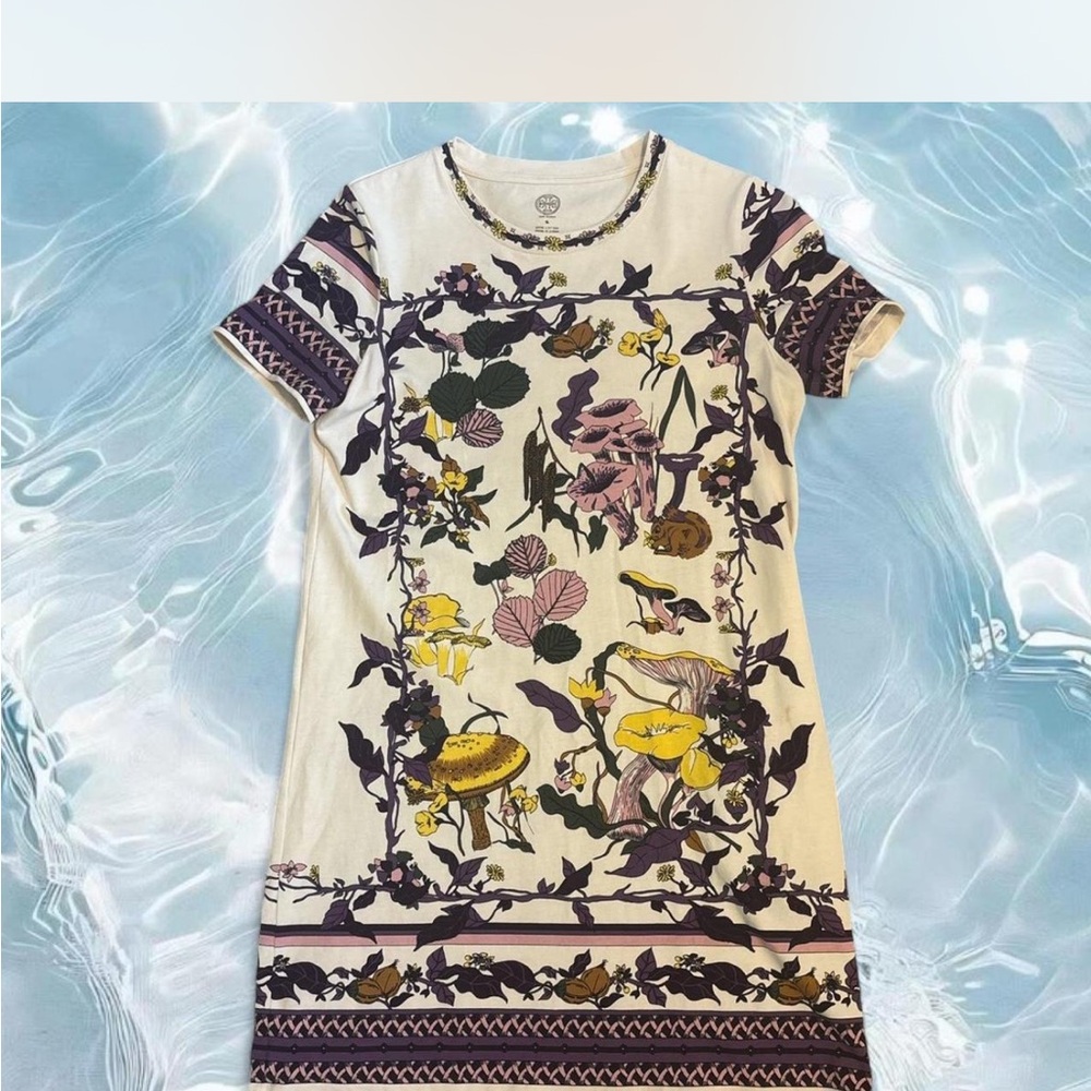 Tory Burch Mushroom Print Short Sleeve T Shirt Dress